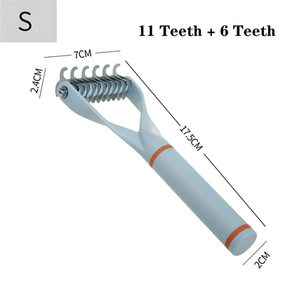 Premium double-sided pet grooming brush with stainless steel combs and ergonomic non-slip handle for cats and dogs