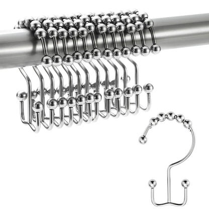 Premium 12-Pack Metal Double Glide Shower Curtain Hooks in Nickel Finish