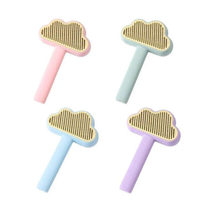 Premium self-cleaning pet comb in various colours, featuring a unique hair removal mechanism for effortless grooming