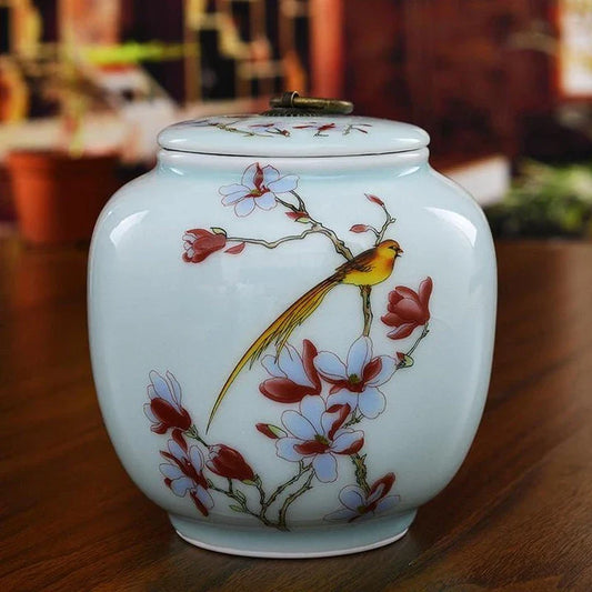 Handcrafted Asian-inspired ceramic tea jars with generous 250 ml capacity, perfect for storing and preserving a variety of loose-leaf teas