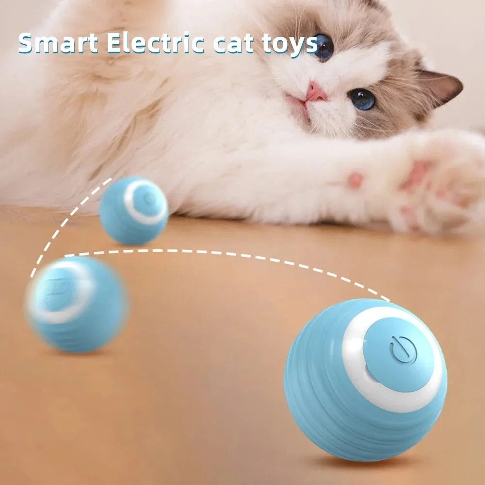 Interactive electric cat toy with 360-degree rotation and obstacle avoidance for endless play