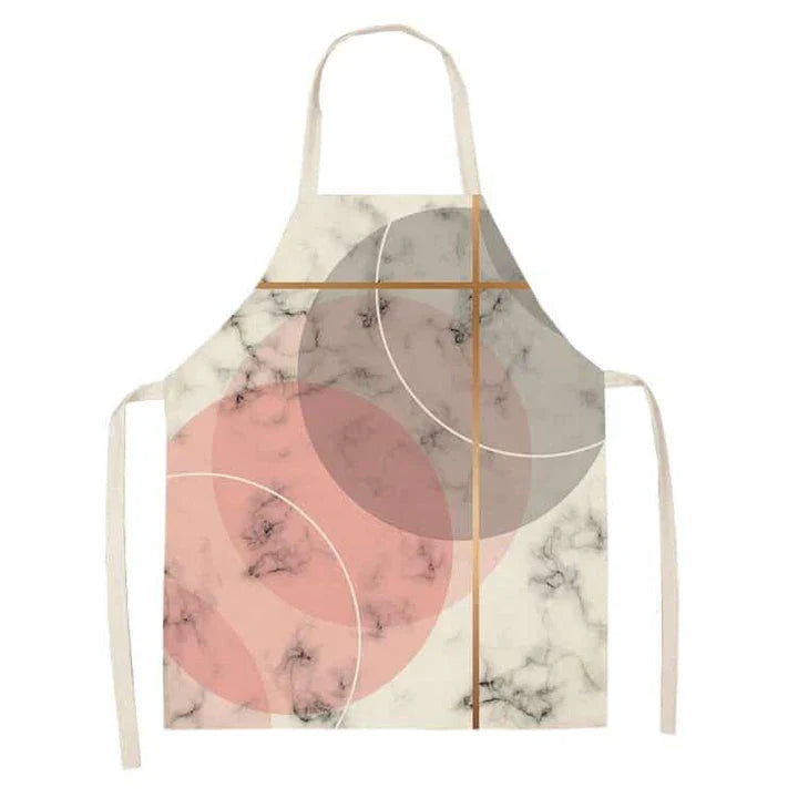 Geometric printed kitchen apron in a stylish design for discerning home chefs in the UK