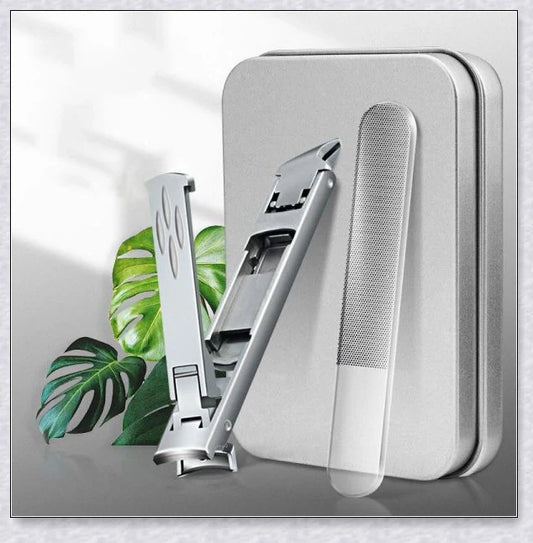 Fold-Away Double-Ended Nail Clipper - Premium British Manicure Set with Stainless Steel Blades and Ergonomic Grip