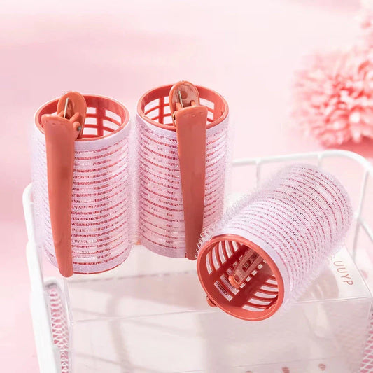 3-piece set of heatless self-grip hair rollers for creating voluminous curls and lift without heat damage