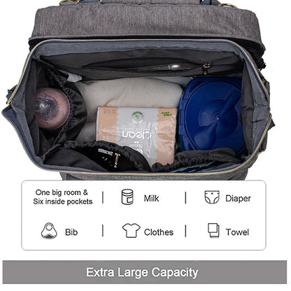 Premium Oxford cloth Mother and Baby Backpack with spacious storage, organisation pouches, and comfortable padded straps for hands-free carrying