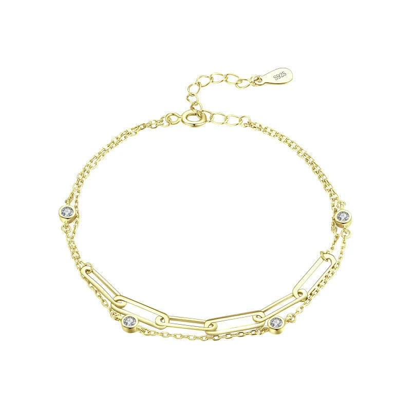 Elegant ladies' fashion accessory bracelet with a premium micro-inlay design and adjustable chain length
