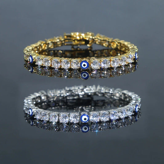 Elegant 5mm zircon tennis bracelet in silver or gold with adjustable length options