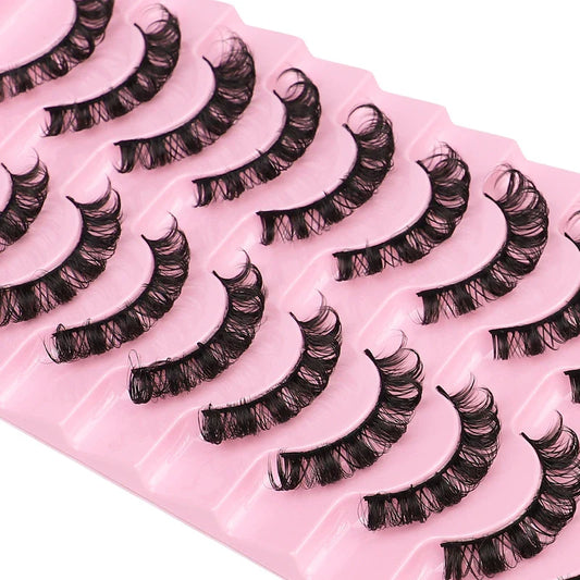 Premium synthetic false eyelashes with a sophisticated DD curve design and thick, volumised appearance for a captivating eye transformation