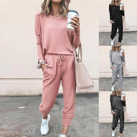 Premium casual loungewear set in soft pastel colours with long sleeves and elegant design
