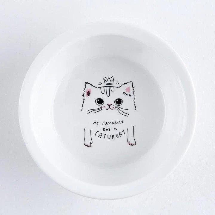 Ceramic Pet Bowl with Tilted Base in various colours, designed for comfort and style