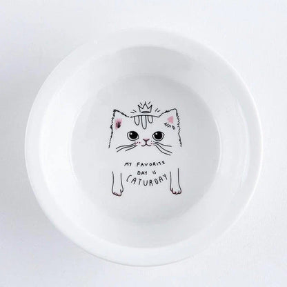 Ceramic Pet Bowl with Tilted Base in various colours, designed for comfort and style
