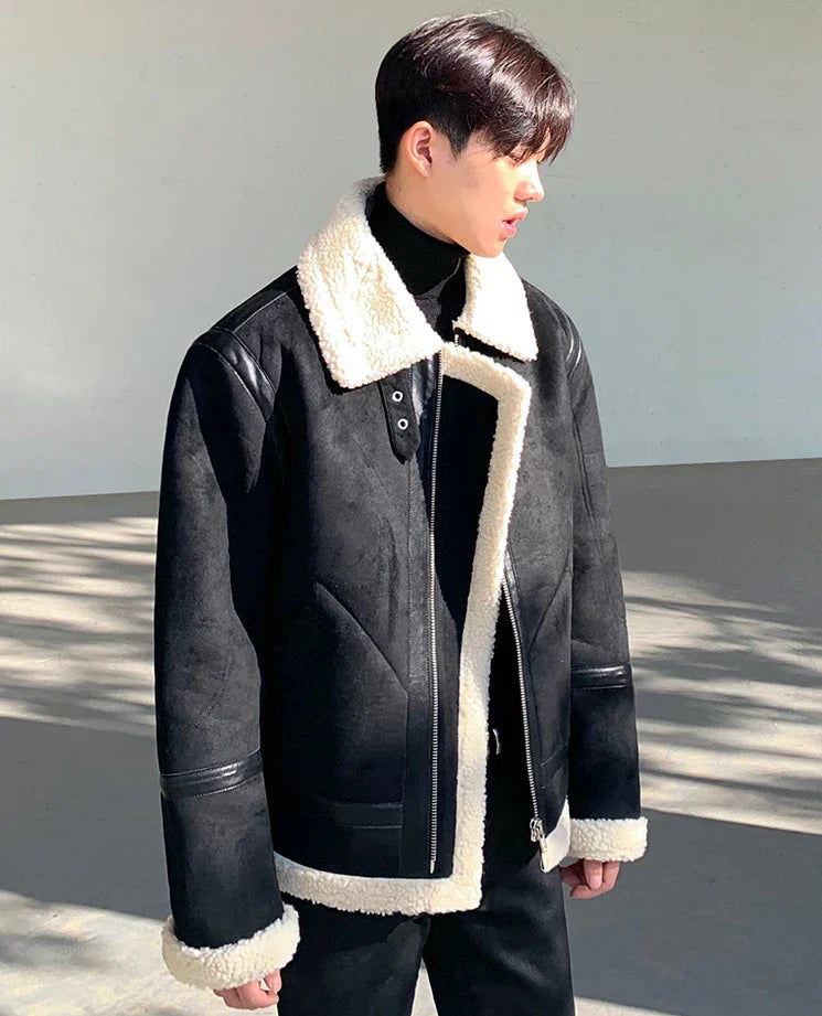 Premium casual lambswool jacket for stylish British gentlemen, featuring a zip-up design, timeless solid colour, and durable construction.