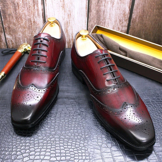 Premium British-style brogue leather dress shoes for men, featuring exquisite craftsmanship, durable construction, and a sophisticated, versatile design.