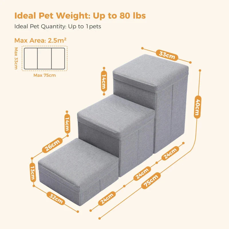 Durable 2-in-1 Pet Steps & Storage Ladder for Dogs and Puppies, made of high-quality wood with a hidden storage compartment