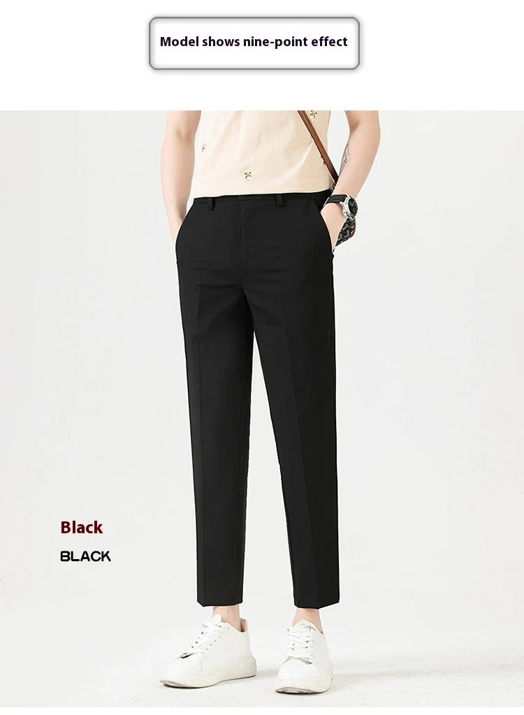 Men's sophisticated stretch trousers with tailored pencil fit, available in a range of classic colours