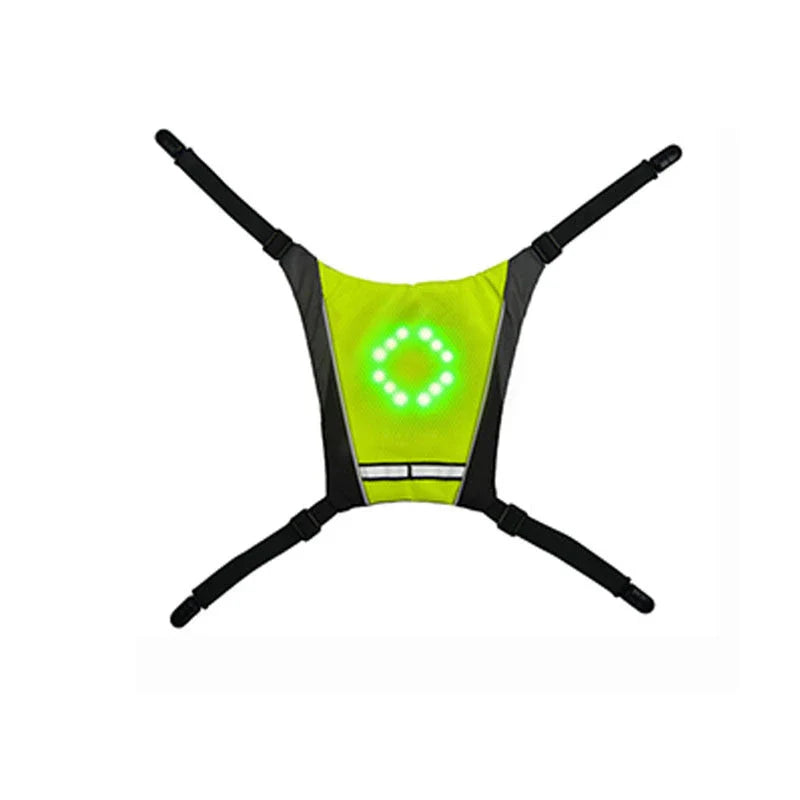 A grey LED signal vest with bright lights for improved visibility and safety during outdoor activities