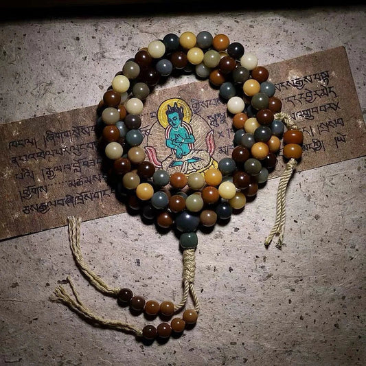 Handcrafted Bodhi Seed Buddhist Prayer Beads with 108 natural root beads in 8mm size
