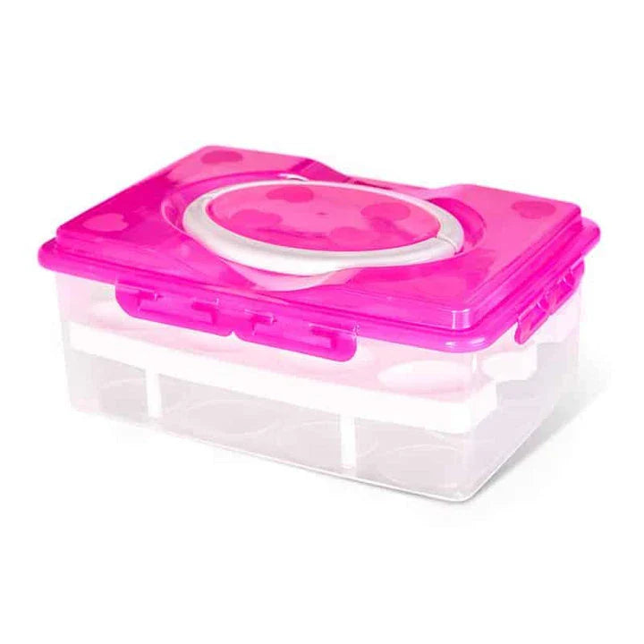 Spacious 2-Tier Plastic Egg Storage Box in Pink - Premium Egg Holder for Organised UK Kitchens