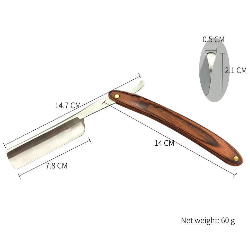 Classic straight razor with beech wood handle and premium carbon steel blade for a close, smooth shave
