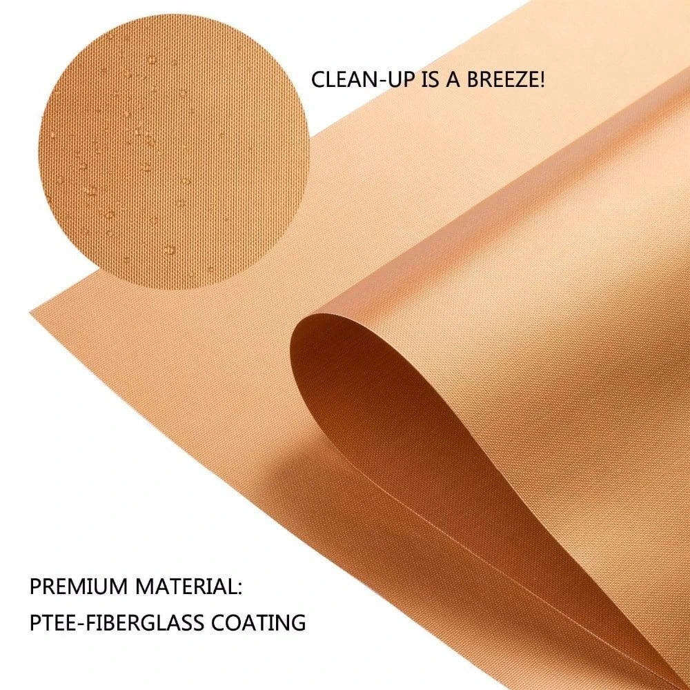 Premium heat-resistant Teflon BBQ grill mat in black, copper, and gold colours