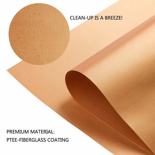 Premium heat-resistant Teflon BBQ grill mat in black, copper, and gold colours