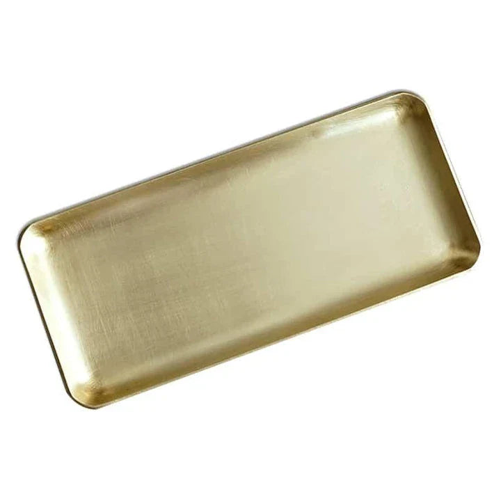 Elegant brushed metal rectangular storage tray with a premium finish and versatile design