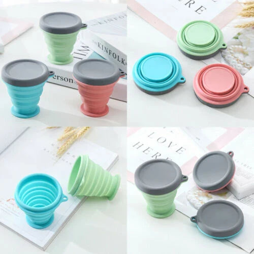 Portable Silicone Telescopic Foldable Drink Folding Cup in Blue Colour