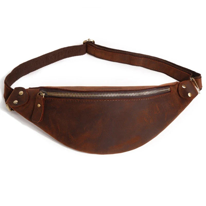 Premium one-shoulder cowhide crossbody bag for men in various colours, featuring a spacious main compartment and multiple pockets for organised storage.