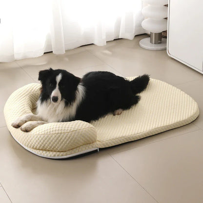 A breathable, ice-filled pet cooling mat in a variety of stylish colours for use in kennels, beds, or anywhere your pet lounges.