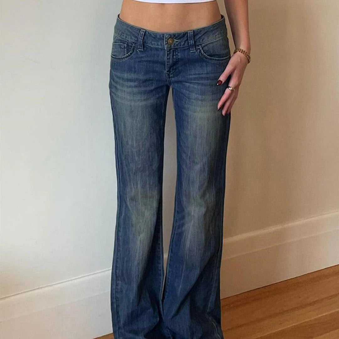 Premium British denim skinny jeans with a tailored fit, stretch fabric, and timeless blue wash