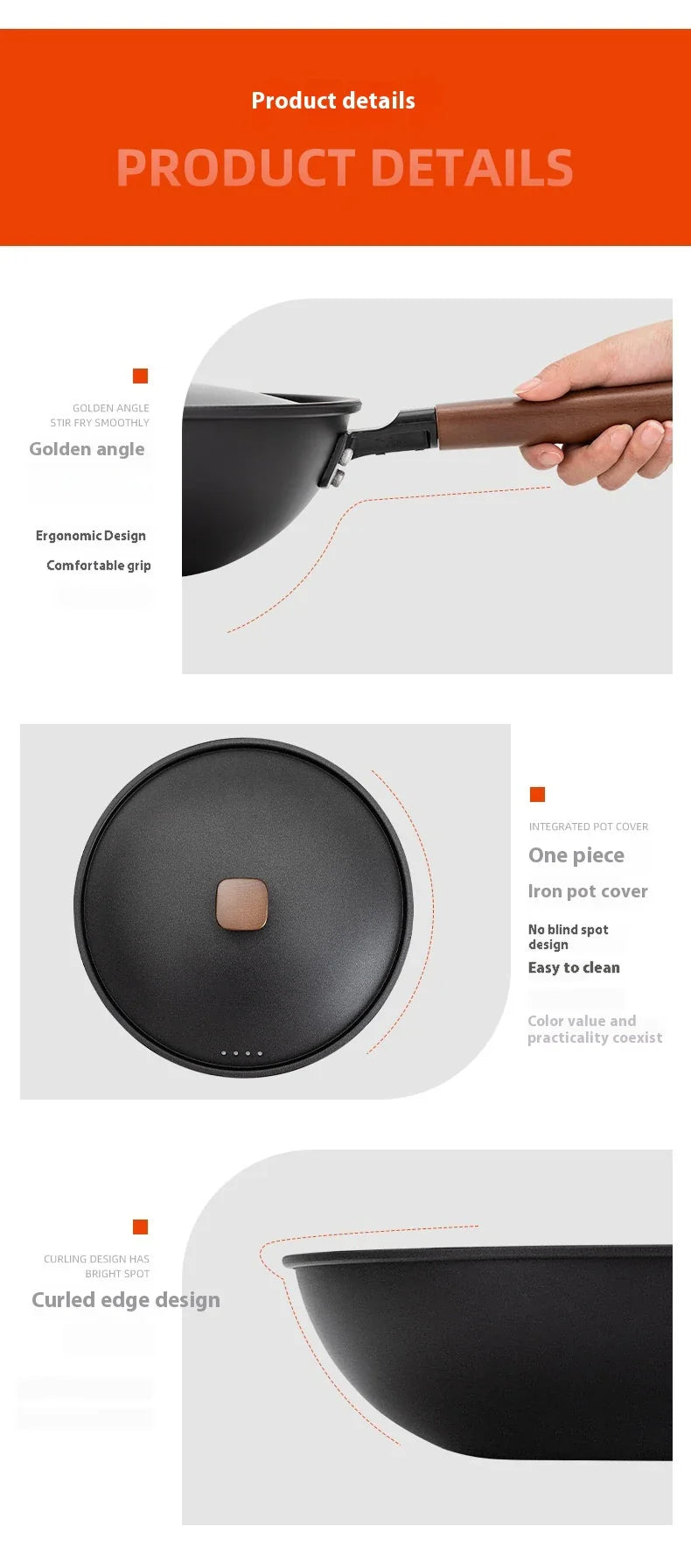 Premium quality refined iron wok with sleek, modern design for versatile cooking tasks