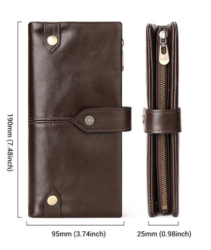 Premium British leather wallet in red, black, and brown colours with a minimalist, sophisticated design