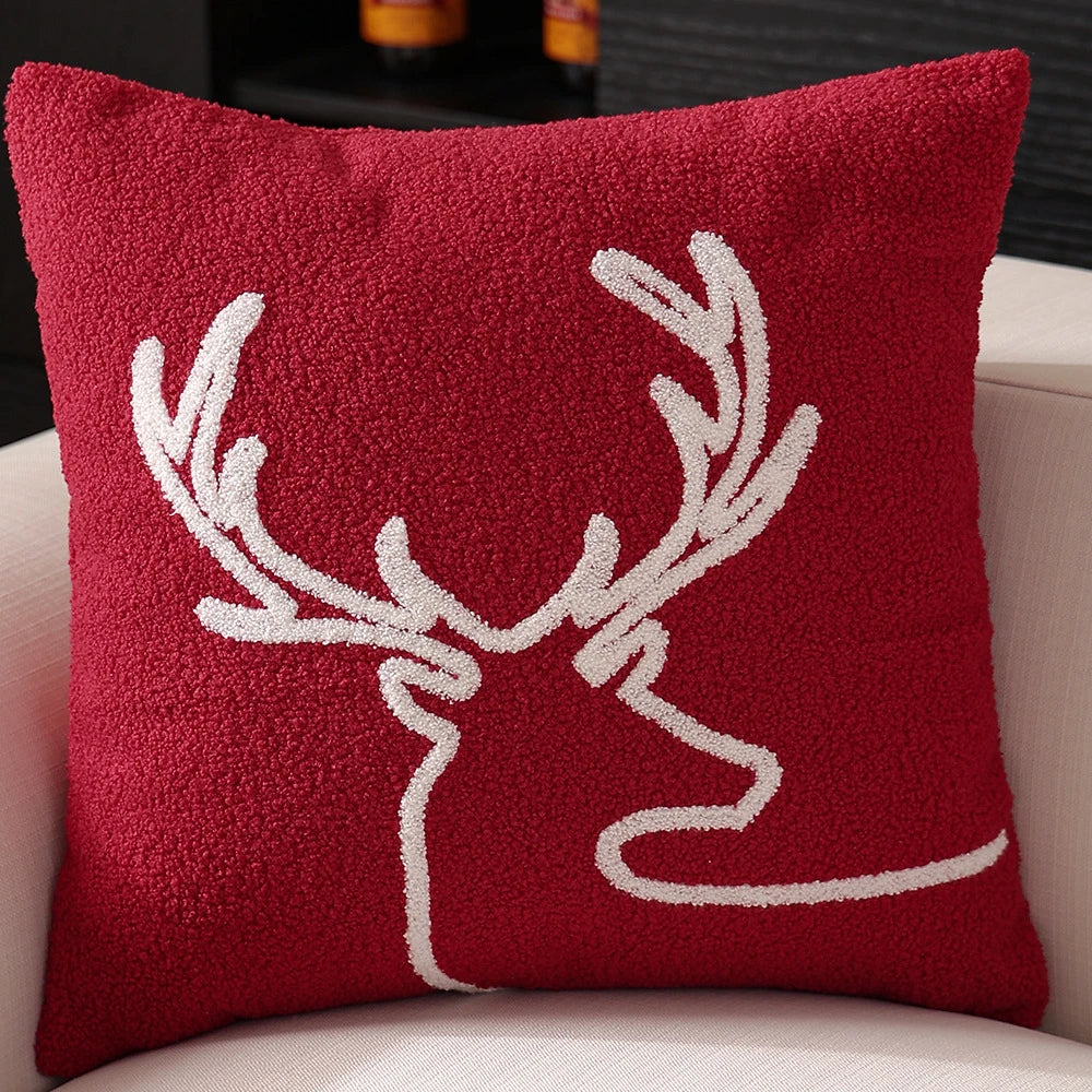 Cosy Christmas snowflake pillow cover with premium polyester fibre and embroidered snow mountain design