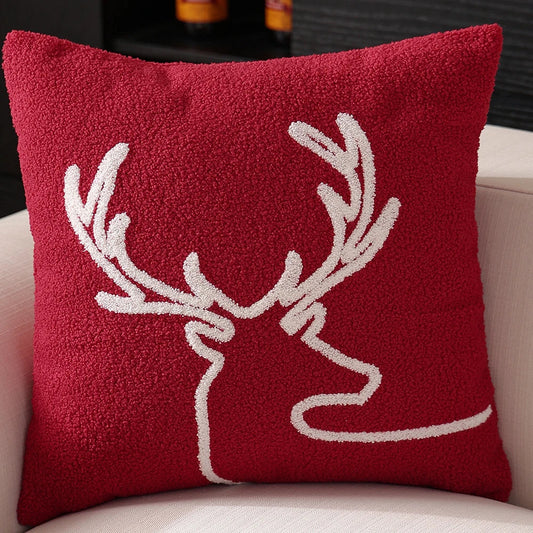 Cosy Christmas snowflake pillow cover with premium polyester fibre and embroidered snow mountain design