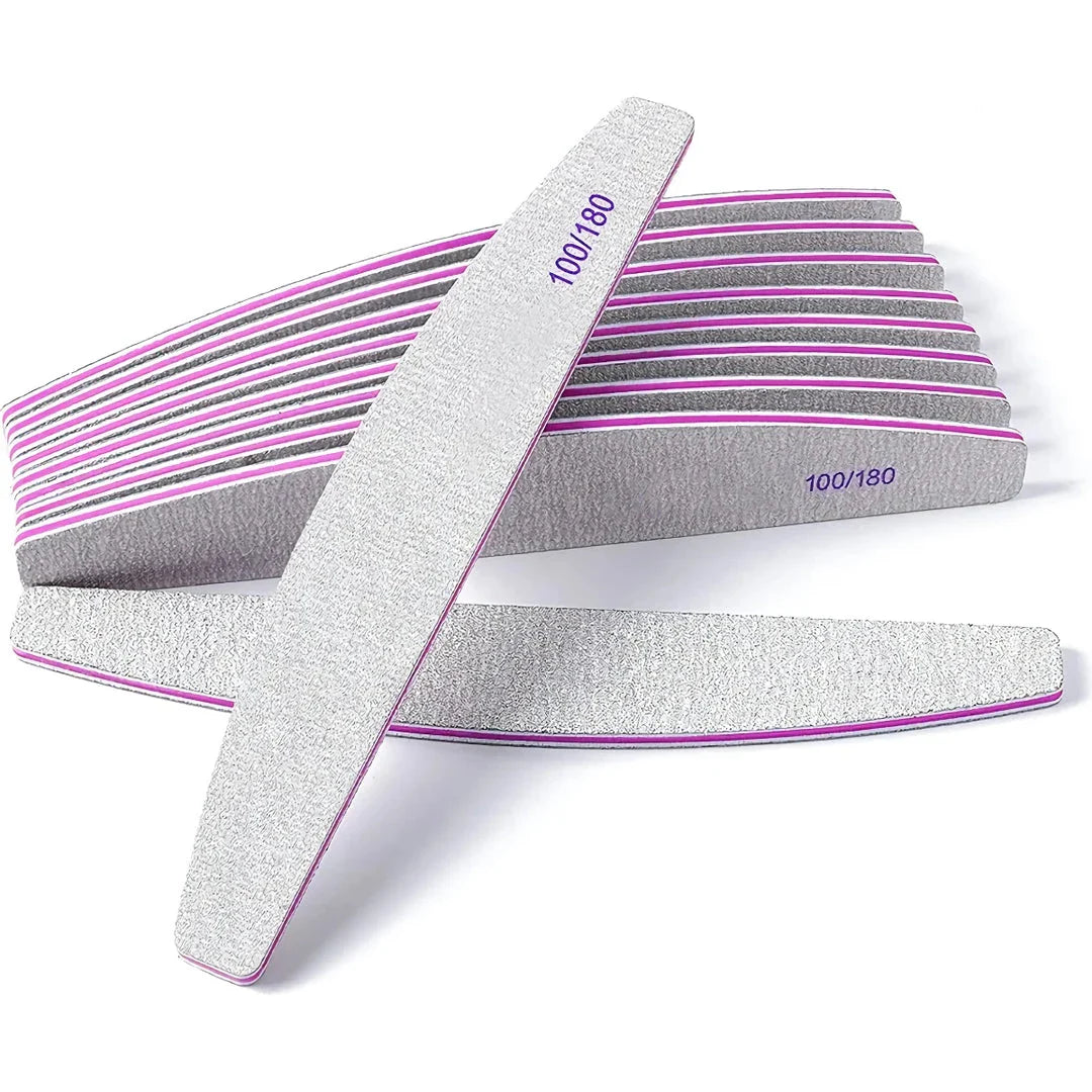 Premium double-sided emery board nail files with 100/180 grit for shaping and smoothing nails