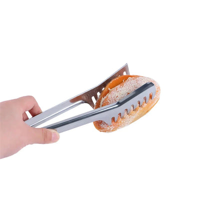 24cm premium stainless steel tongs with thickened wide edge, insertable and releasable design, and independent comb clip for effortless handling of noodles, spaghetti, and irregularly shaped foods