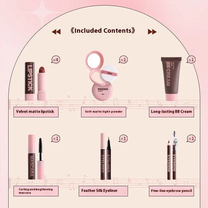 Chic Makeup Set with Matte Lipsticks, Honey Powder, and Eye Makeup Essentials