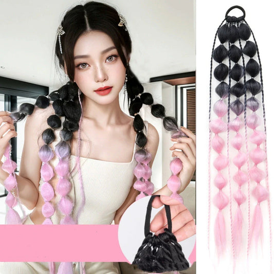 Elegant bubble braid wig in various vibrant lantern-inspired colours