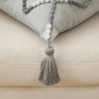 Nordic geometric tassel cushion cover with gradient design, perfect for adding modern style to your home