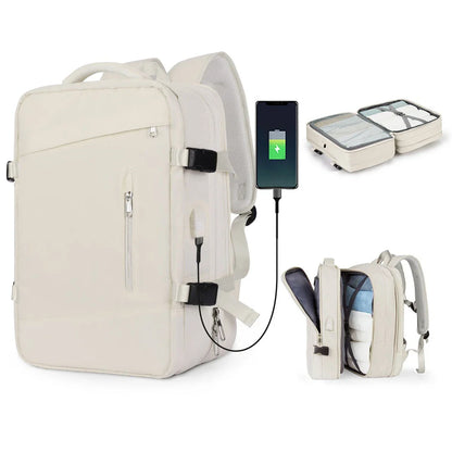 Premium Expandable Travel Backpack with Laptop Sleeve, Water-Resistant Nylon, and Adjustable Capacity