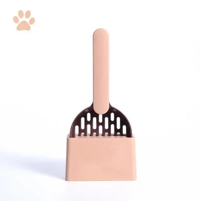Premium Multi-Function Cat Litter Scoop with Self-Cleaning Base in Coffee Pink Colour