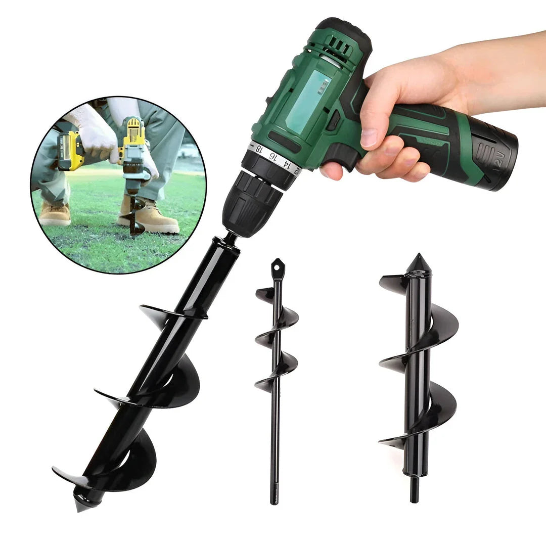 Premium heavy-duty garden soil auger drill bit made of alloy steel for effortless planting and digging in UK gardens