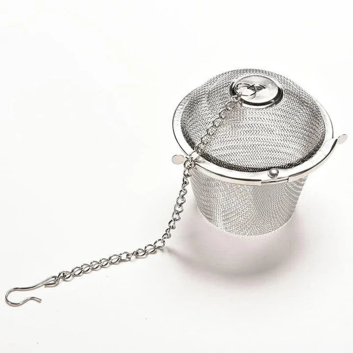 Premium stainless steel tea infuser with a reusable, bowl-shaped design for convenient and flavourful loose-leaf tea brewing