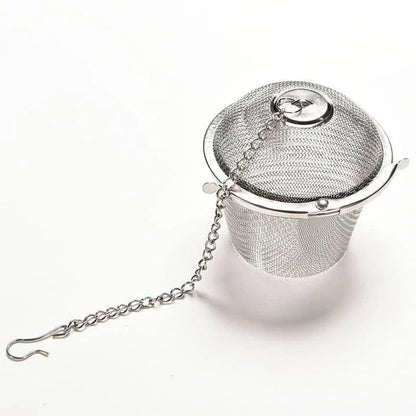 Premium stainless steel tea infuser with a reusable, bowl-shaped design for convenient and flavourful loose-leaf tea brewing