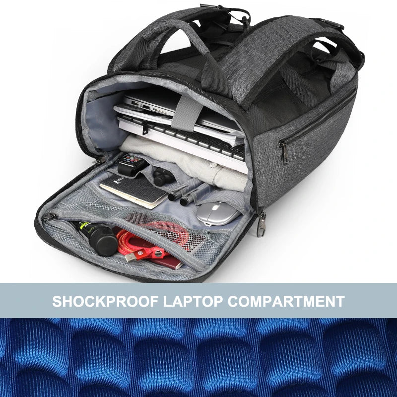 Premium high-capacity USB backpack with 15.6-inch laptop compartment, USB charging port, and durable water-resistant construction