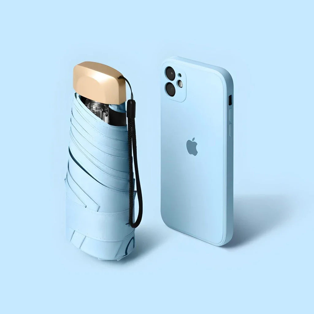 Compact and versatile UV-protected pocket umbrella in lake blue colour