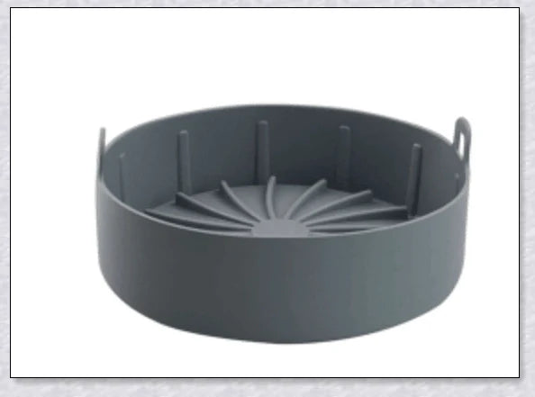 Premium silicone air fryer basket with flexible, non-stick design for easy cleaning and even heat distribution