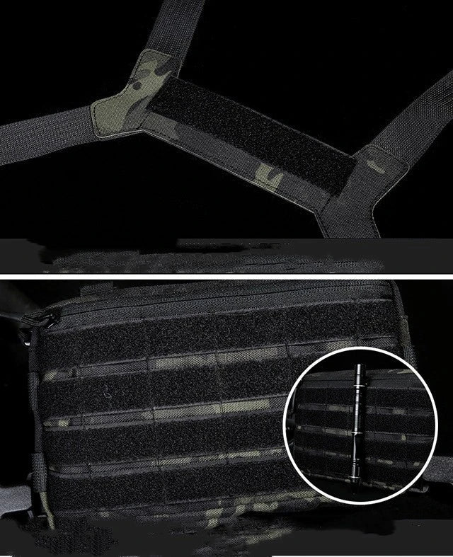 Premium Camouflage Tactical Vest with double shoulder straps, spacious capacity, and versatile camouflage patterns for outdoor adventures