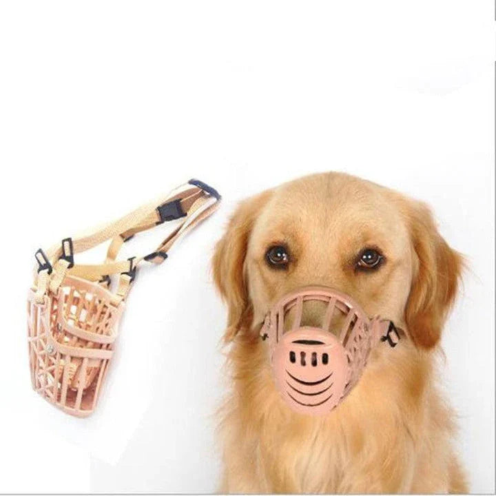Premium brown plastic dog muzzle basket with adjustable straps for secure and comfortable fit