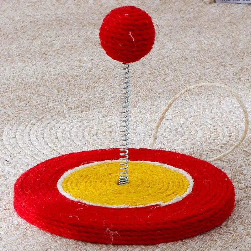 Premium cat scratch board with sisal material and interactive ball toy for feline entertainment and furniture protection